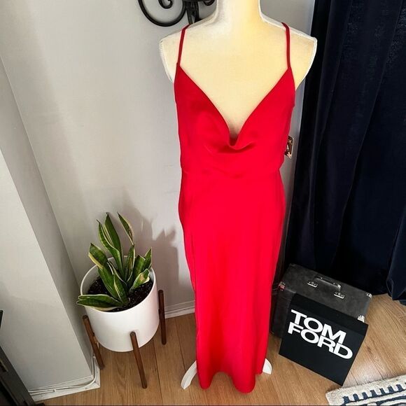 Taylor Midi Slip Midi Dress, Holiday/Christmas Party Dress, Red, Size 10, NWT - Picture 5 of 13